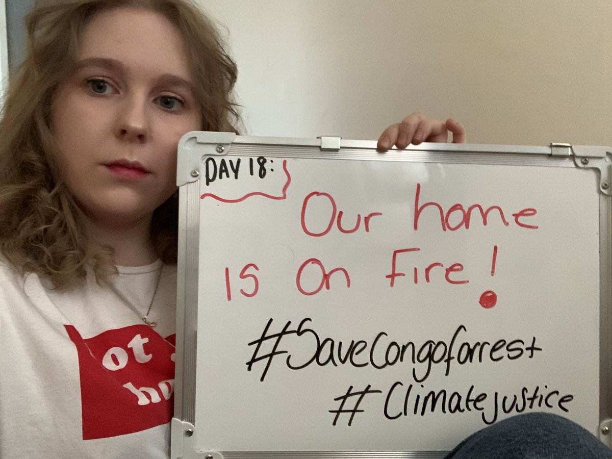 23) Charlotte Lastoweckyi, aged 18,  @Charlottedl2001, is a climate activist with  @Youthstrikemcr, in Manchester, England.  She strikes for the campaign to  #SaveCongoRainforest and  #SaveCongoForest_Flora_Fauna.