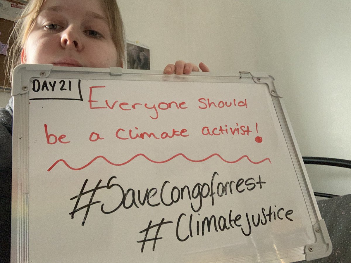 23) Charlotte Lastoweckyi, aged 18,  @Charlottedl2001, is a climate activist with  @Youthstrikemcr, in Manchester, England.  She strikes for the campaign to  #SaveCongoRainforest and  #SaveCongoForest_Flora_Fauna.