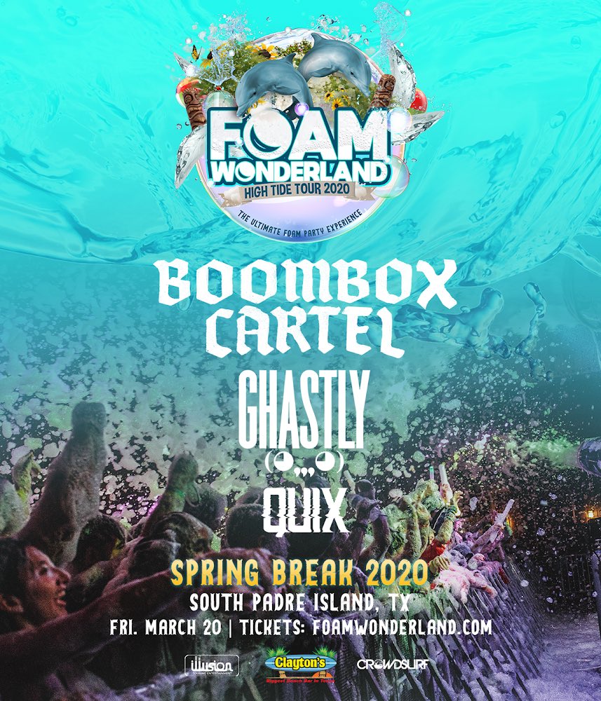 ARE YOU READY FOR THE BIGGEST FOAM PARTY EXPERIENCE? 🌊 

- <a href="/BoomboxCartel/">BOOMBOX CARTEL</a> 
- <a href="/Ghastly/">Ghengar</a> 
- <a href="/QUIX/">QUIX</a> 

FEW TICKETS REMAIN FOR ONLY $35 EACH DM FOR HARD COPIES OR BUY ONLINE AT bit.ly/FoamSPI2020 🌴
<a href="/TexasEDMFamily/">TEXAS EDM FAMILY</a> <a href="/FoamWonderland/">Foam Wonderland</a>