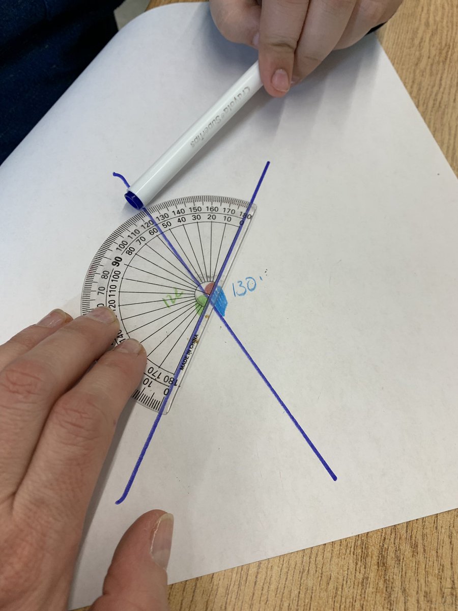 msasully's tweet photo. Introduced the protractor today, students explored with the pattern blocks and prior knowledge as we begin to measure angles @CobblestoneES @GEDSB #mathisgrand https://t.co/5f4CJrRdui