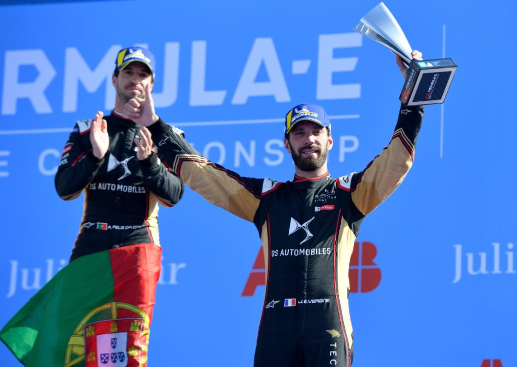 dsargentina's tweet photo. ¡Doble podio para @DSTECHEETAH este fin de semana! ¡Felicitaciones a@afelixdacosta y @JeanEricVergne por el increíble  #MarrakeshEPrix! #ABBFormulaE #FormulaE https://t.co/qqhRNl5swB
