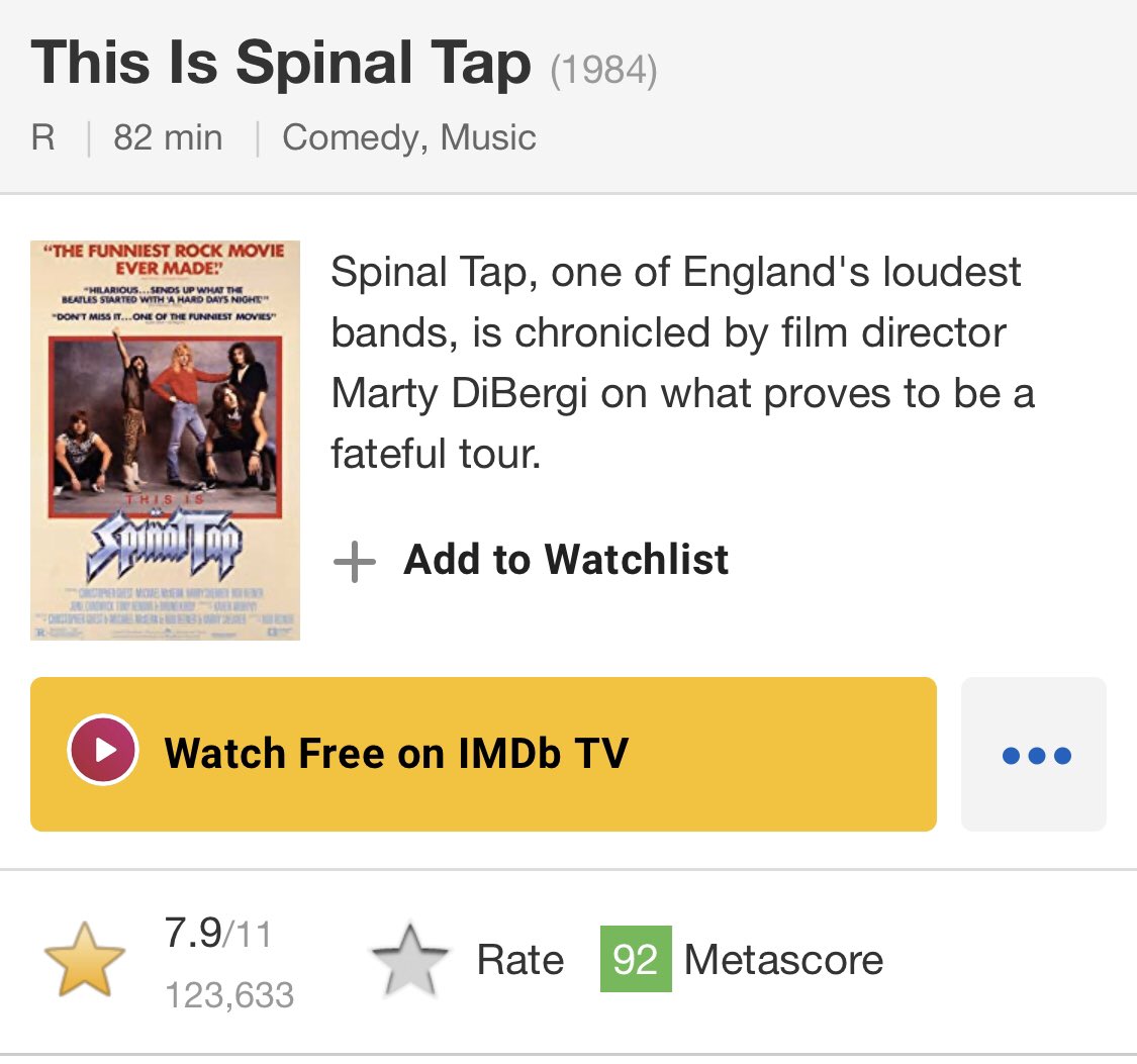 <a href="/jaketapper/">Jake Tapper 🦅</a> This Is Spinal Tap is the only movie on IMDB that allows users to rate it up to 11. imdb.com/title/tt008825…
