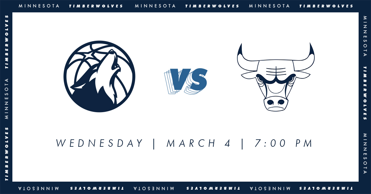 TargetCenterMN's tweet photo. RT for a chance to win a four-pack of tickets to the @Timberwolves vs. #ChicagoBulls game this Wednesday, March 4! Contest closes 2 pm tomorrow (3/3). https://t.co/mdi8pJ8zR8