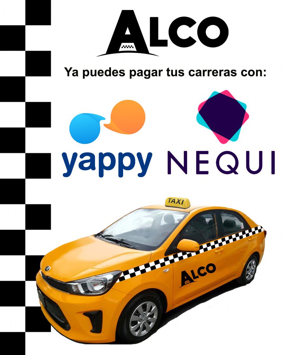 alco_app's tweet photo. ¿Sin Efectivo? ¡Relax! Por que ya puedes pagar tu TAXI ALCO con YAPPY ó NEQUI, fácil, rápido y seguro!
#PonteModoAlco
#VeranoAlco2020 🚖
.
.
ALCO What's App: 6621-6647
Numero fijo: 221-1932
Linea Gratuita: 800-TAXI (8294) #panama 
#tutaxifacilyrapido https://t.co/H2g1vucqoo