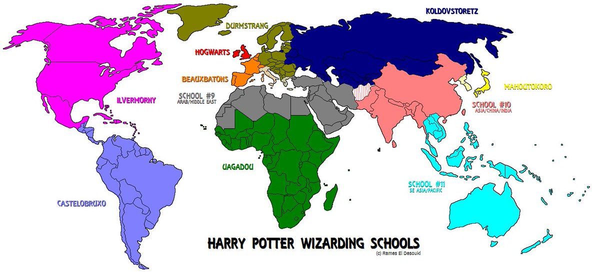 Terrible Maps on Twitter: "Harry Potter wizarding schools #Map ...