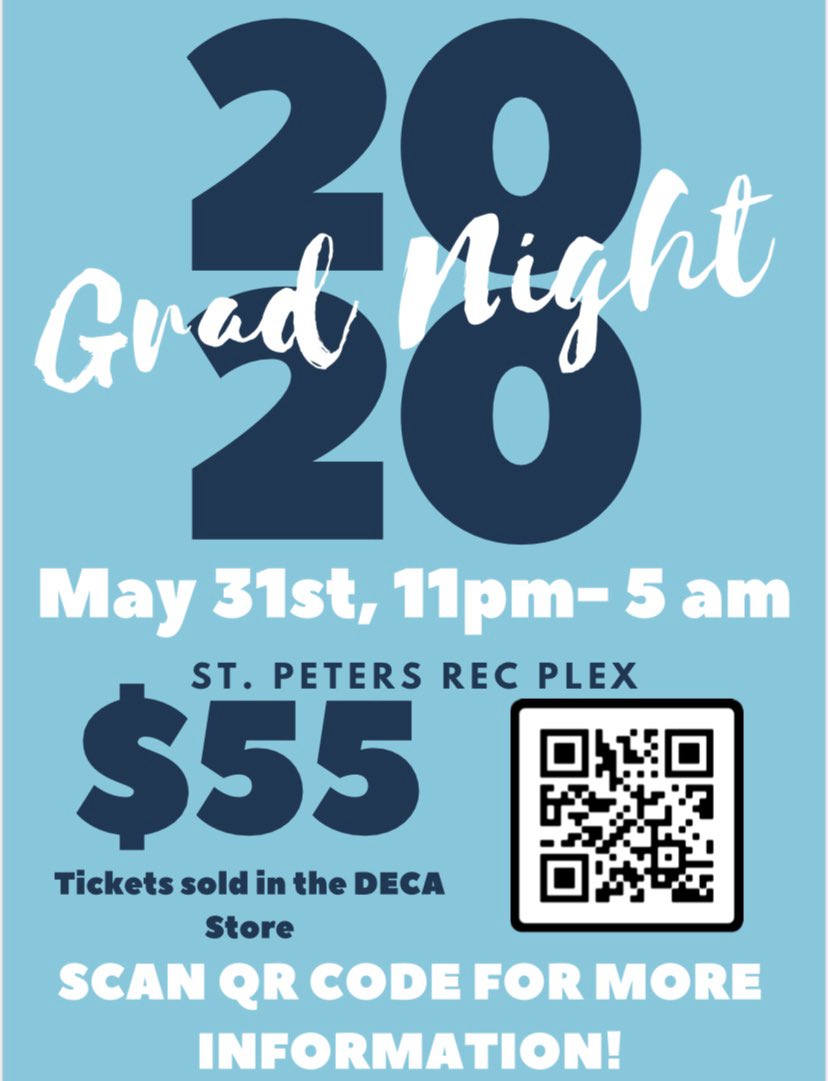 HOLT SENIORS! If you have not get got your grad night tickets, you can buy them in the DECA Store, and receive a coupon for any item sold. Scan the QR Code for more information! 🎓