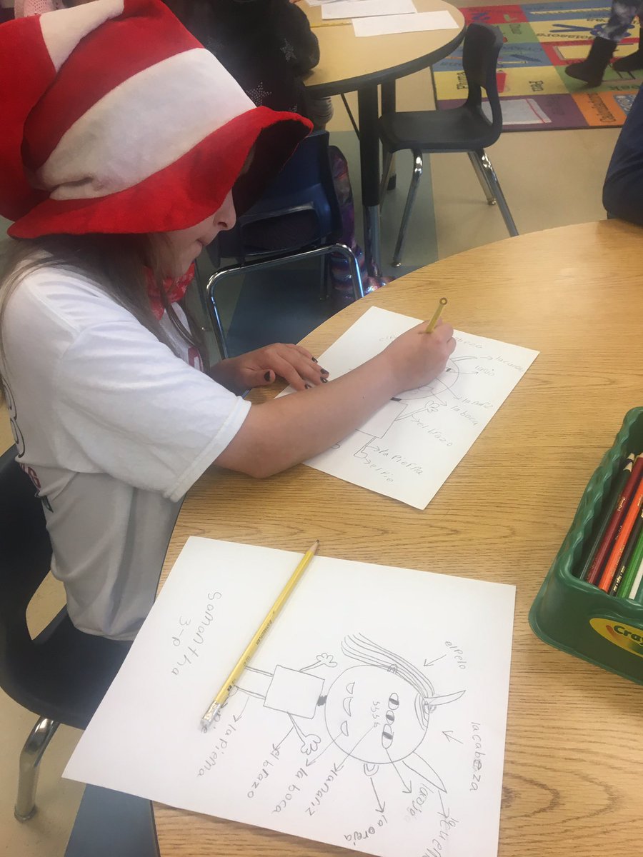 PacelliKristin's tweet photo. Monday’s are for making monsters ! Having fun learning body parts in Spanish class. @LMMahwah #mahwahconnects https://t.co/CxV23375H6