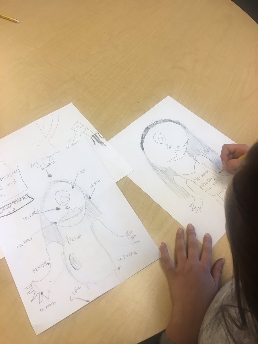 PacelliKristin's tweet photo. Monday’s are for making monsters ! Having fun learning body parts in Spanish class. @LMMahwah #mahwahconnects https://t.co/CxV23375H6