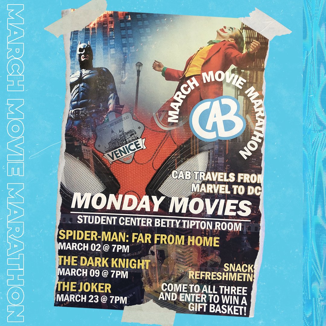 Come enjoy Spider-Man: Far from home tonight at 7PM in the BTR! We will have free popcorn and mocktails as well!