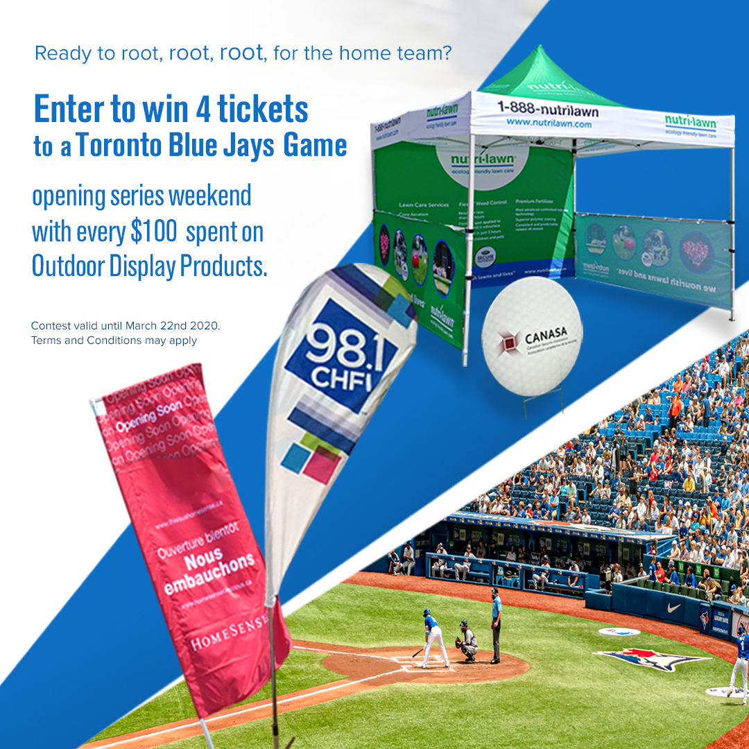BestDisplays's tweet image. Our Outdoor products contest is well underway! Purchase your outdoor display pieces before March 22nd for your chance to win tickets to see the Toronto Blue Jays!

#outdoordisplays #tents #displayflags #outdoorsignage #contest