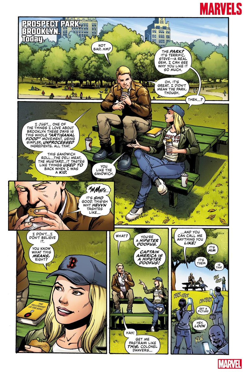 ycinar's tweet photo. Steve and Carol having sandwiches.
Story by @KurtBusiek , colors by Richard Isanove, letters by @SimonBowland
#themarvels #captainamerica #captainmarvel #steverogers #caroldanvers #kurtbusiek #yildiraycinar #richardisanove #simonbowland #marvel https://t.co/QmJdT10dh4