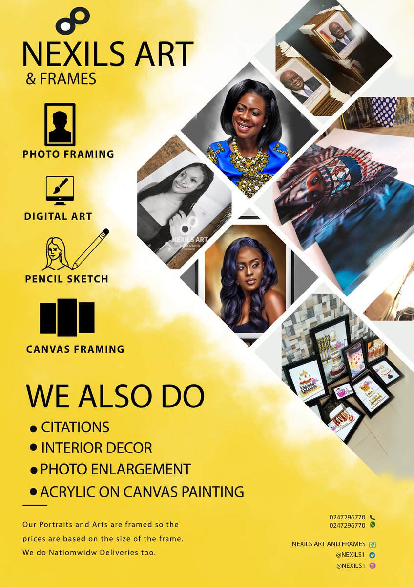 Nexils1's tweet photo. At Nexils, We never disappoint. 
Need a portrait? Call us 
Wanna get your photo framed? Call us
Our Pencil sketches are like photo copies. 
Our Classic paintings give your living space a classy touch. 
Call/message us on whatsapp on 0247296770 #Art 
#AbsaIgnition #AbsaIgnition20 https://t.co/VdVAp4dRgm