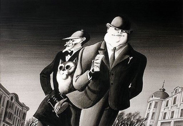 Drawings by Sergey Alimov for an unmade animated version of Mikhail Bulgakov's novel, THE MASTER AND MARGARITA. 1950s.