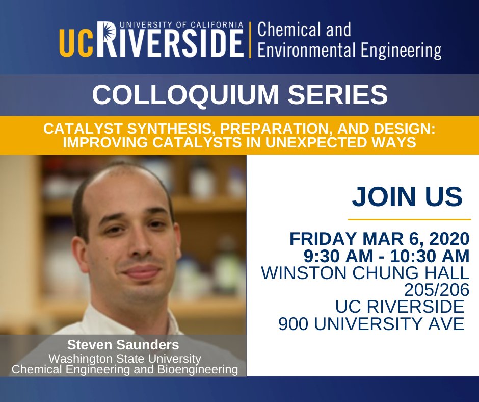 CEEatUCR's tweet image. CEE Colloquium Series welcomes Prof. Steven Saunders of 
@WSUVoiland on 3/6/2020!

saunderslab.chebe.wsu.edu
#nanocomposites #surfactants #coreshell