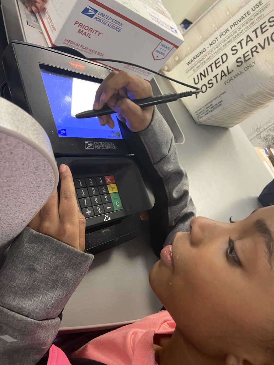 JSalzmann2's tweet photo. We are so excited to send our 1st shipment of @GreenMachines4 products today!!! A visit to @USPS SS branch to send a set of 4 name crayons 🖍 on their way to Mt. Pleasant, PA! 🤞🏾 that our repurposed shipping filler gets them there safely! #EdCorps @CMDunn45 @EdCorps @RWScholars https://t.co/8PBX0zs6yQ