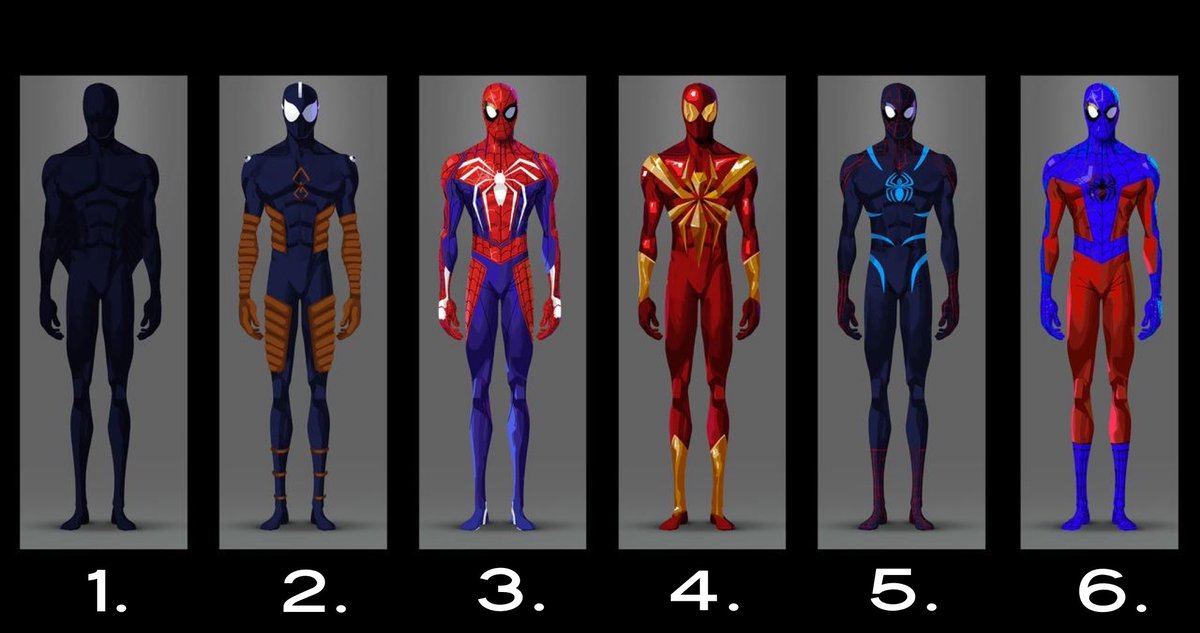 SpiderBeat's tweet image. You’ve been brought in to assist the Spider-Squad in patrolling tonight. You’ll need a suit. 

Which do you choose?