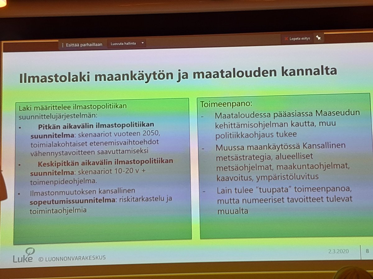 MaaritKari's tweet photo. Maatalous ja maankäyttösektori ilmastolainuudustuksessa - aamukahvi&amp; työpajassa Kristiina Regina tiivisti päästökehitystä ja ennusteita, mutta myös kokosi, missä kaikkissa alan päästöjä ja kehitystä jo nyt seurataan ja raportoidaan. Toiveena ainakin, ettei raportointi lisäänny https://t.co/P235fVyost