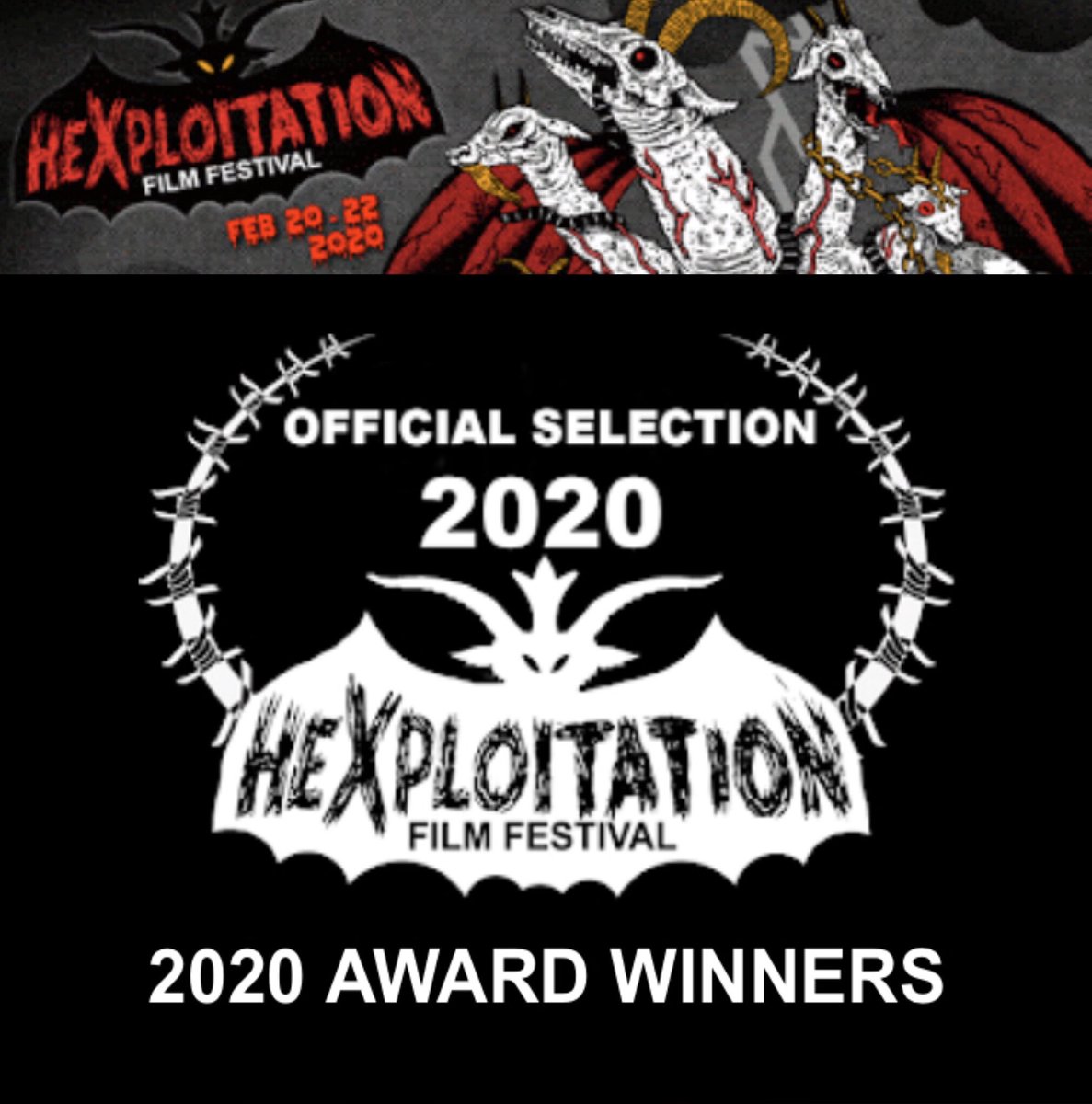 DeathcemberFilm's tweet photo. Shocking News! #DEATHCEMBER has won the award for “Most Shocking Film“ at this year‘s @HexFilmFest! Thanks so much to Aaron Allen and the Hexploitation jury, we‘re proud like hell 🤘🎅

#deathcembermovie #deathcemberfilm #hexploitation #hexfilmfest #hxff2020 https://t.co/fMm99LFxvD