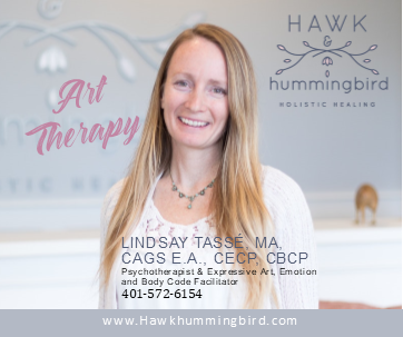 HawkHummRI's tweet photo. We've got #arttherapy! Meet LINDSAY TASSÉ, MA, CAGS E.A., CECP, CBCP - #Psychotherapist &amp; Expressive Art, Emotion and Body Code Facilitator - Reach out today! lindsay@hawkhummingbird.com or 401-572-6154
#Providence #therapy #meditation #acupuncture #RhodeIsland #TuesdayThoughts https://t.co/CMZ4nTtBvF