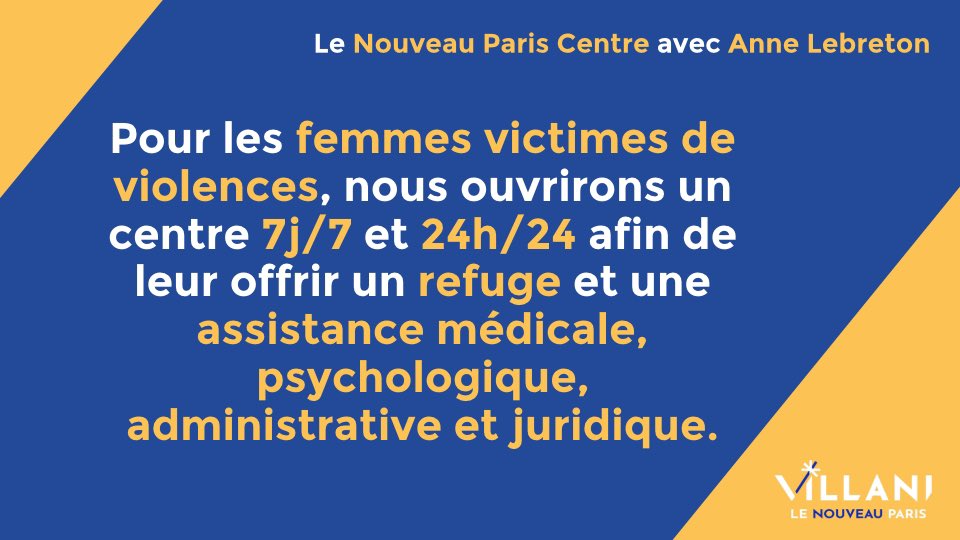 annelebreton's tweet photo. ➡️Pour offrir refuge et assistance médicale, psychologique, administrative, juridique aux femmes victimes de violences, nous ouvrirons un centre dédiée ouvert 24h/24 et 7j/7. 
#NouveauParis #Programme #Municipales2020 #ParisCentre https://t.co/Eujia1QAos