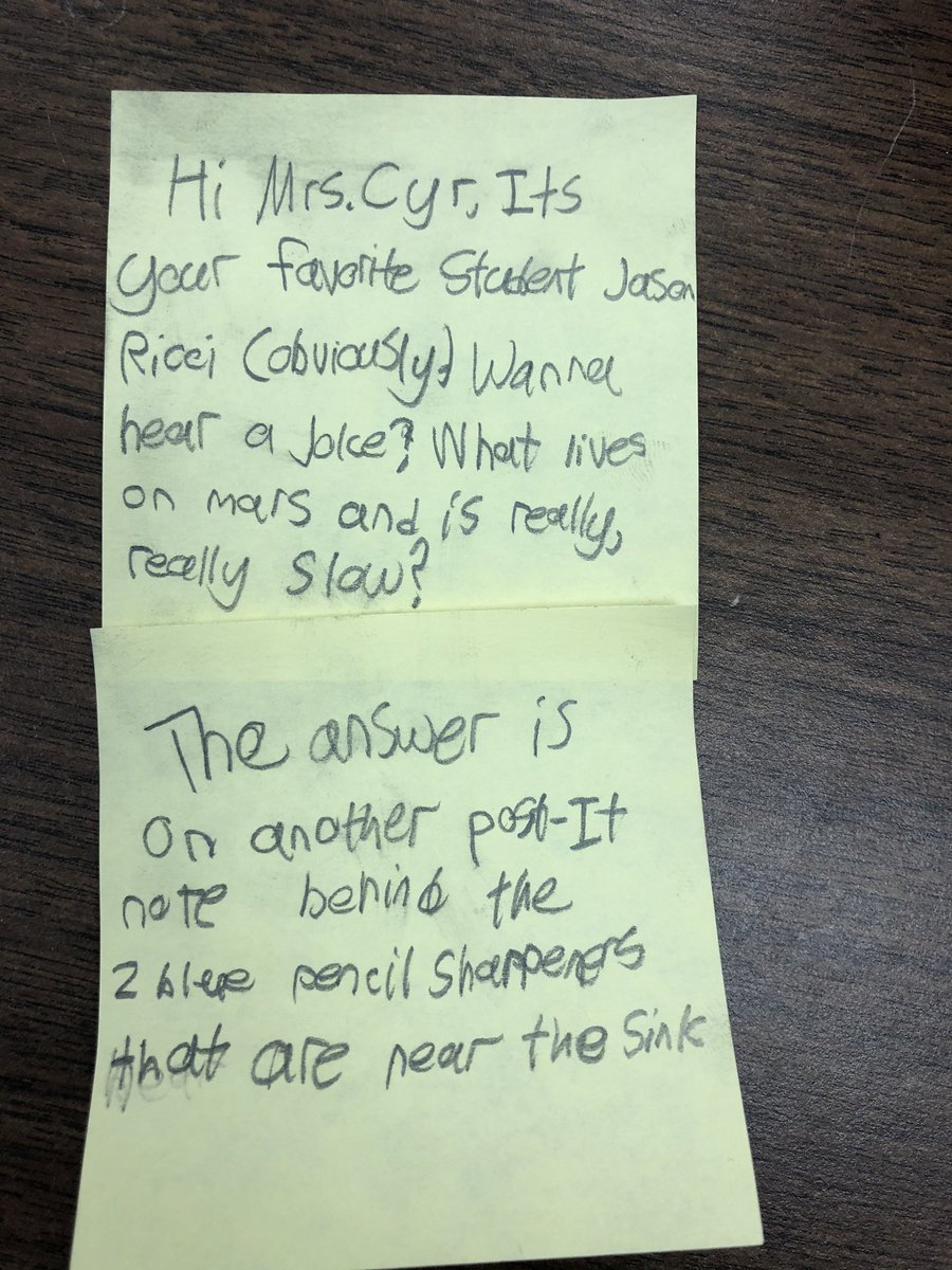 MrsJCyr's tweet photo. Teaching is all about relationships. After 21 years, you can not convince me otherwise. Sadly I was unable to attend the Jamboree, but a former student made my day on an activity we did when he was in 4th grade that he adored- Joke Hour! @momof4blue @JJESOwls https://t.co/zO3vVFMSQS