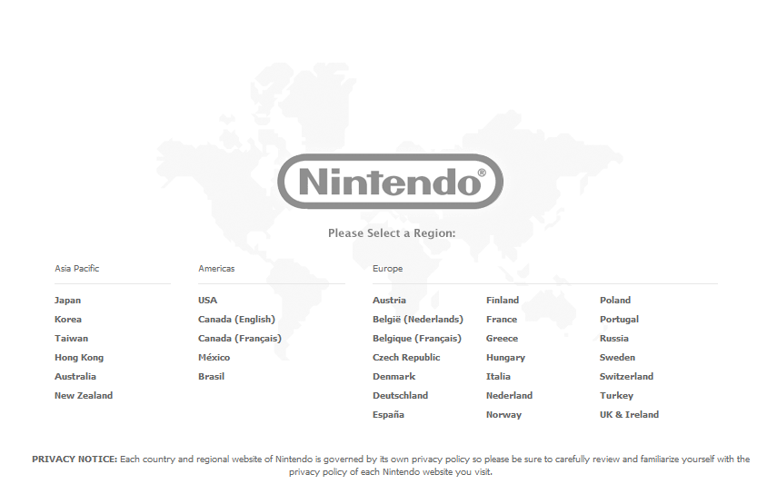 Nintendo Region Selector - Official Site