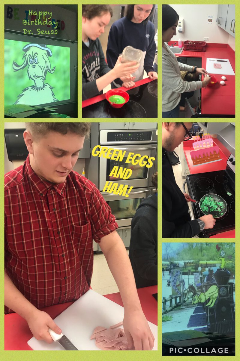 SHSHospTour's tweet photo. Intro to Culinary Celebrating Dr. Seuss’s B-day! Listening to the book then making Green Eggs and Ham! ⁦@SplendoraCTE⁩ ⁦@SplendoraISD⁩ https://t.co/QiWMW9F3Ws