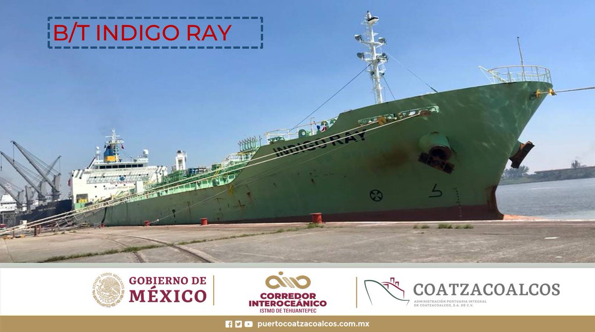 coatzaport's tweet photo. #OperaciónEnMuelle ⚓️🚢
B/T INDIGO RAY
#Hoy atracado en el M-8 para el #Desemb de 4,200 tons de #SosaCaustica
A cargo de: #SmartPass
Antes (29 FEB) estaba en el M-5 para #Desemb de 7,000 tons de #ProductosQuimicos
A cargo de: @RoyalVopak
#CIIT
@Programa_Istmo
@GobiernoMX https://t.co/ghGPRvsqbp