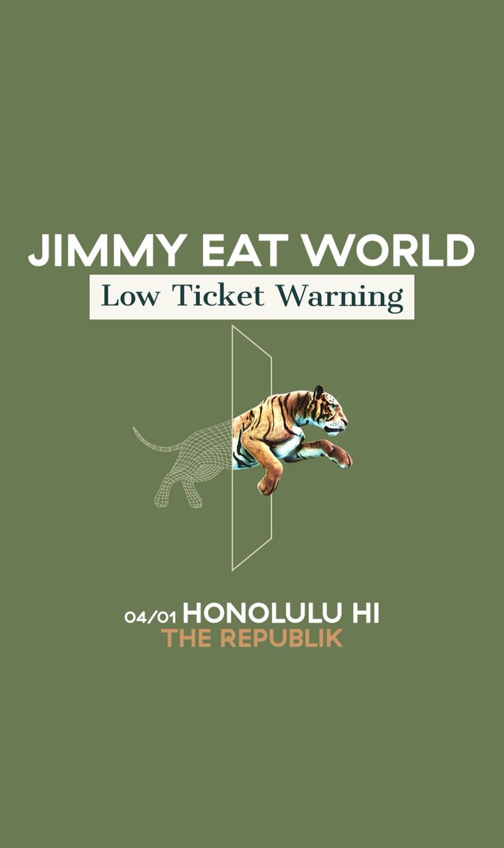 bamparmy's tweet photo. Say whaaa?? Low Ticket Warning for Jimmy Eat World!! Get your tickets before they run out! 
.
.
#bampproject #jimmyeatworld #surviving #punkrock #alternativerock #emo #thingstodohi #honolulu #hawaiiconcerts https://t.co/EQ1z3xtNX7