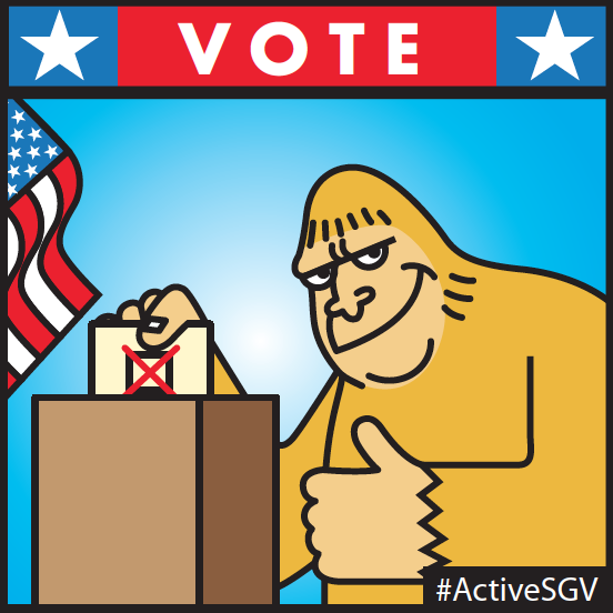 ActiveSGV's tweet photo. Vote Centers across LA County are open through Election Day Tues March 3rd!
🗳️ Voting locations:
https://t.co/VxtynMgY6o
Got questions?
https://t.co/cRCSi1qy5r
PS--You can get this sweet sticker at our next Golden Streets event Sunday April 19!
#VoteSGV #GabetheSasquatch https://t.co/DqQJNKL9yw