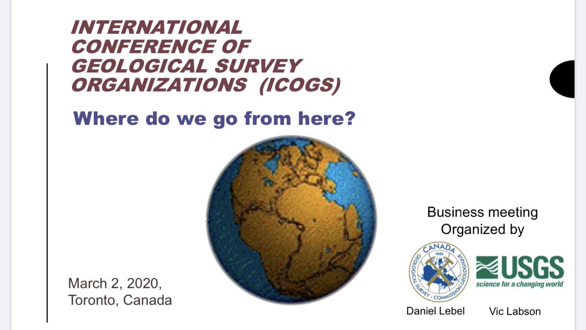 LebelGeo's tweet photo. Today @GSC_CGC and @USGS co-hosted an important meeting in Toronto, to assess whether to develop a new association of Geological Surveys (GSO). The assembly of some 30 individuals from some 20 GSOs agreed to go fwd further engage GSOs of the world+return ⁦@igc_36⁩ https://t.co/mOCxON5QKC