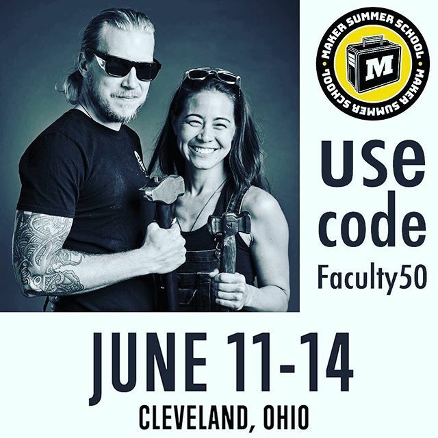 skullandspade's tweet photo. Anvils will ring! @ijessup and I will be teaching blacksmithing basics at @makersummerschool Use code Faculty50 for a 50$ discount on tickets. .
.
#makersummerschool #makercommunity #blacksmithing #makeyourlife #8713 #hammertime #hotsteel https://t.co/0MI9RhuLrs