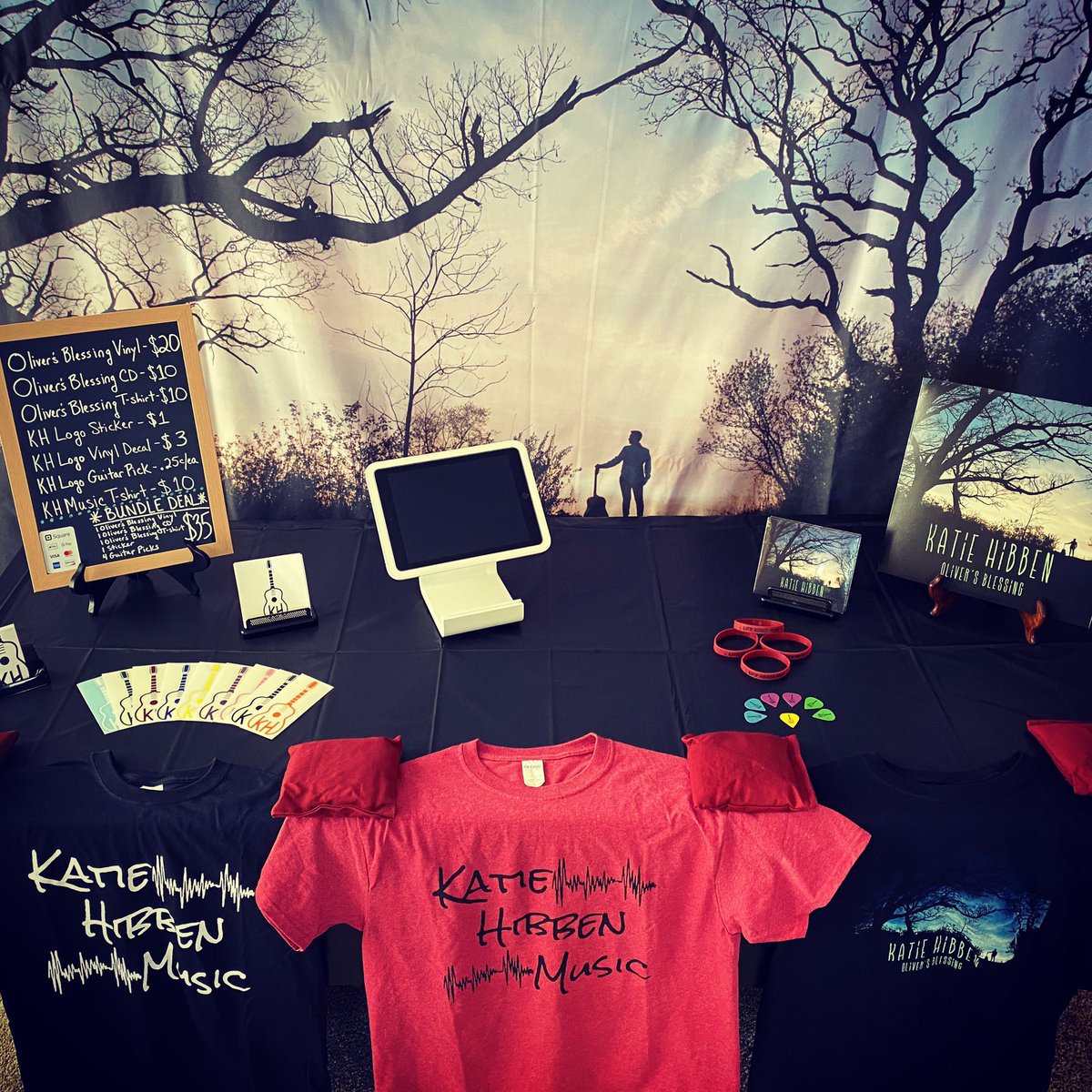 KTHibbenMusic's tweet photo. Cash is always king, but I’m all set up to accept credit cards by @Square starting March 8th at @fitzssparekeys!The KHBand and @RobertRolfeFedd are ready to rock you! #merchtable #indieartist #creditcard #vinyl #cd #stickers #vinyldecals #bandtshirt #guitarpicks #squarereader https://t.co/ZkM7xXpZYo