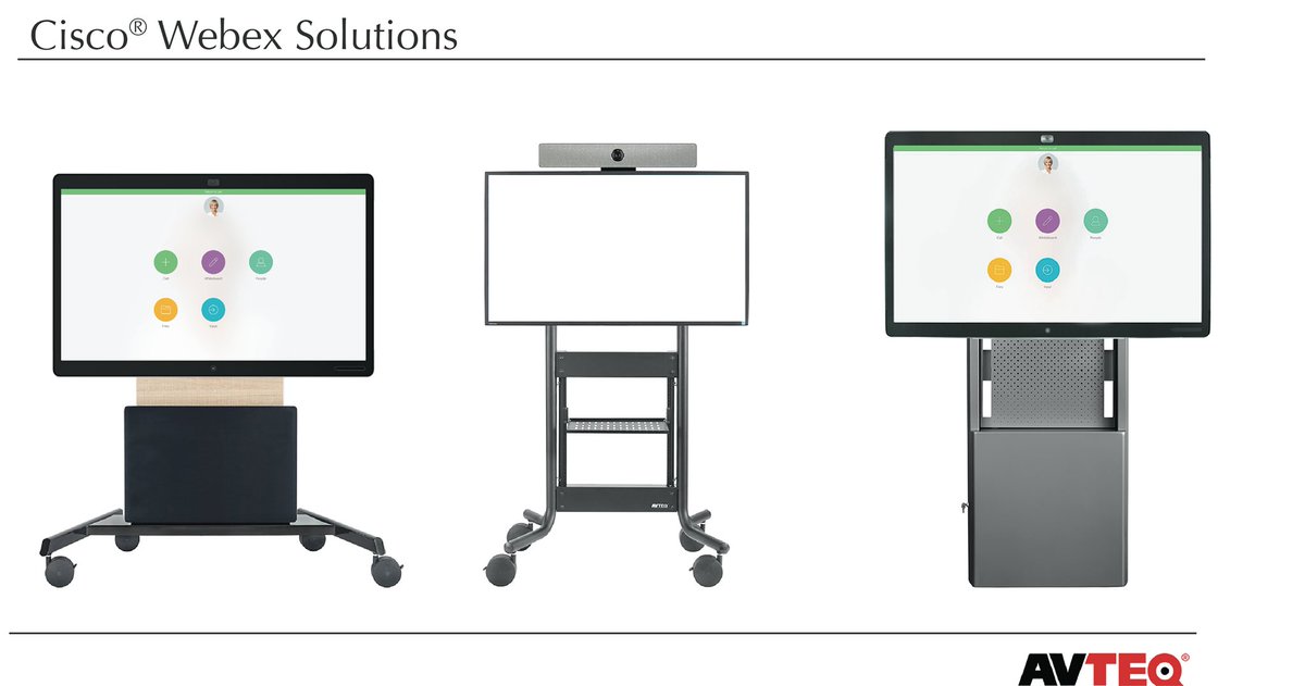 AVTEQ's specialized mounts for <a href="/Cisco/">Cisco</a> <a href="/Webex/">Webex</a> Boards and Room Kits are designed to work with our stands and mobile carts providing you the mobility and adjustable height capabilities your want for your Webex experience. ow.ly/yxSb50yAPvn #cisco #ciscopartners