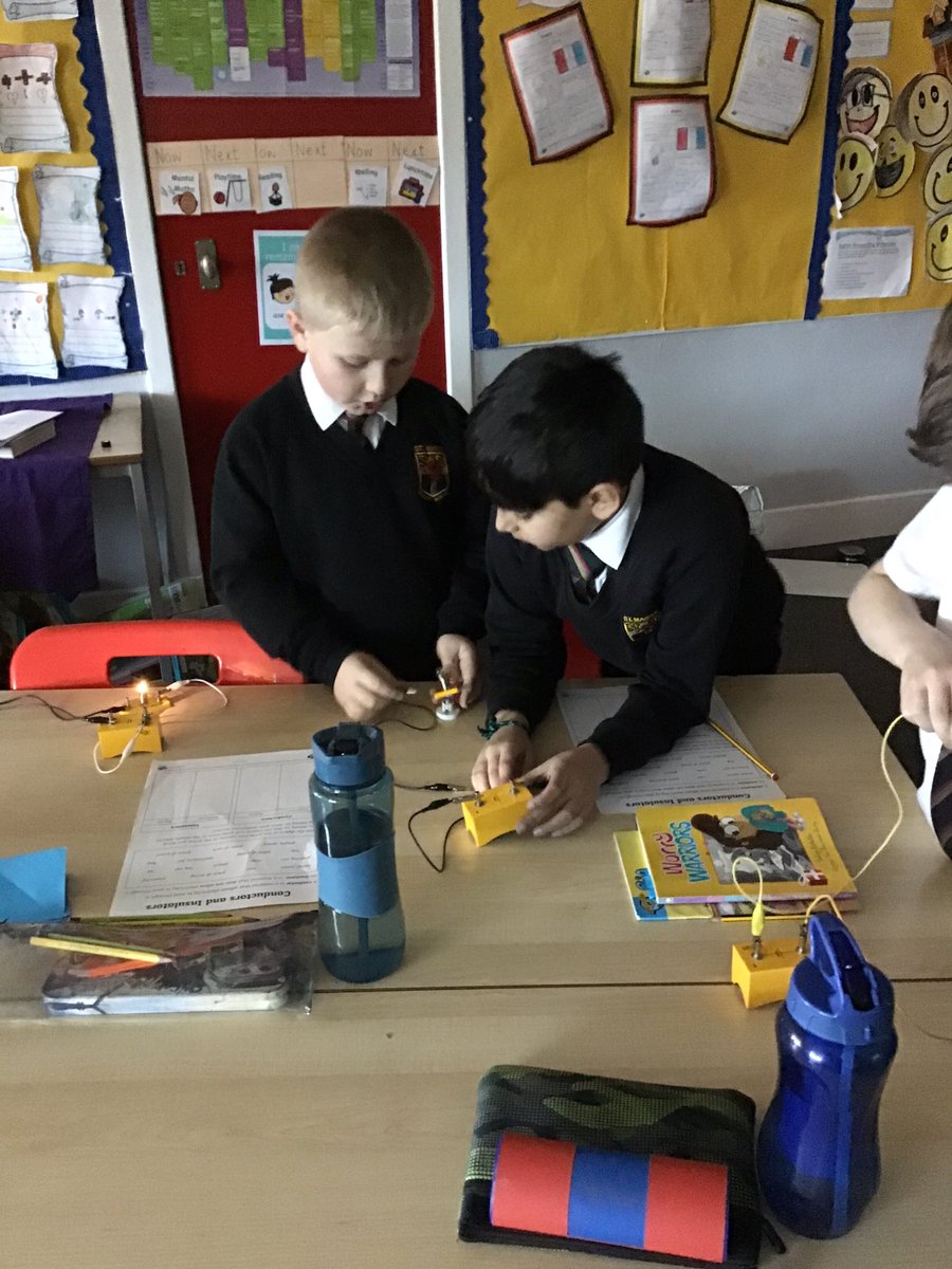 StMarksPrimary1's tweet image. P4a were learning about conductors and insulators in science today. They worked together to predict which category everyday objects would fit into then constructed their own circuits to test them. #StMarksSTEM #ERCSTEM