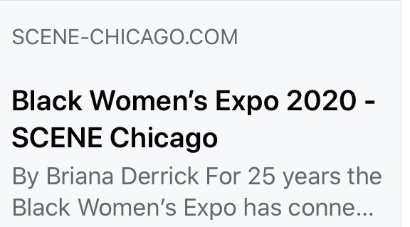 BlackWomensExpo's tweet photo. Head over to @SCENEChicago to read their article on The Black Women’s Expo. Thank you SCENE Chicago for recognizing 25 years of greatness! #shematters #bwe #bwenext #chicagoscenemag #scenechicago #scenechicagotv #scenemagazine https://t.co/hv3a3RW1iP