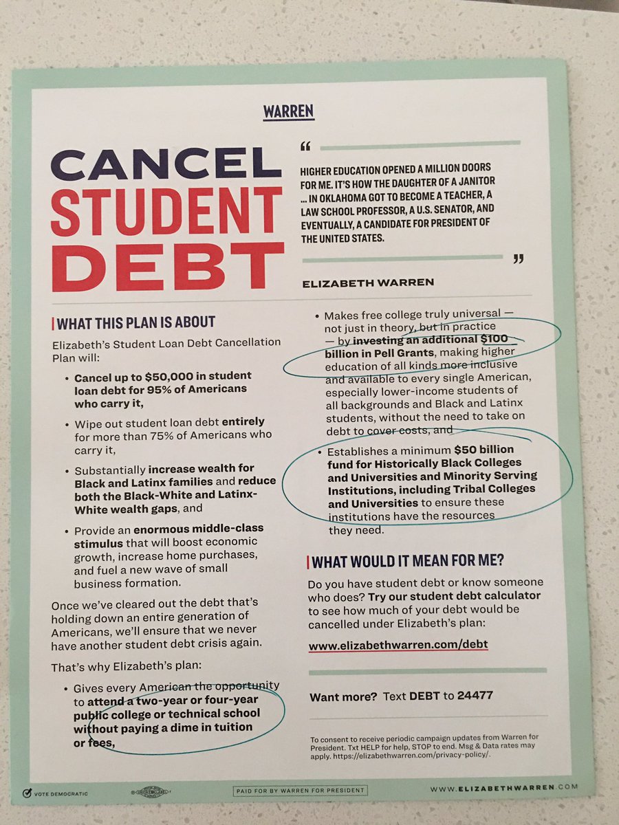 dreamelder's tweet photo. This #SuperTuesday, join #TeamWarren!!! Bc @ewarren will fight for students.
She’ll also prohibit colleges from using immigration status or criminal history for admission purposes https://t.co/WCg5VYXeBN