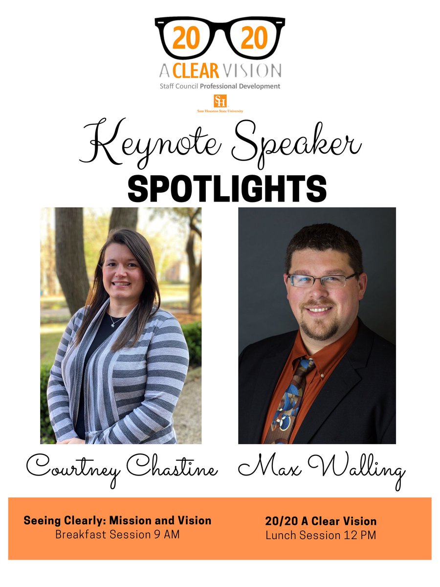 Some great speakers coming for PDC!  Check out our Keynotes! Tuesday, March 10, 2020. Sign-up today as PDC is just a week away!!   #SHSU #StaffCouncil #PDC #ProfessionalDevelopmentConference #aclearvision2020