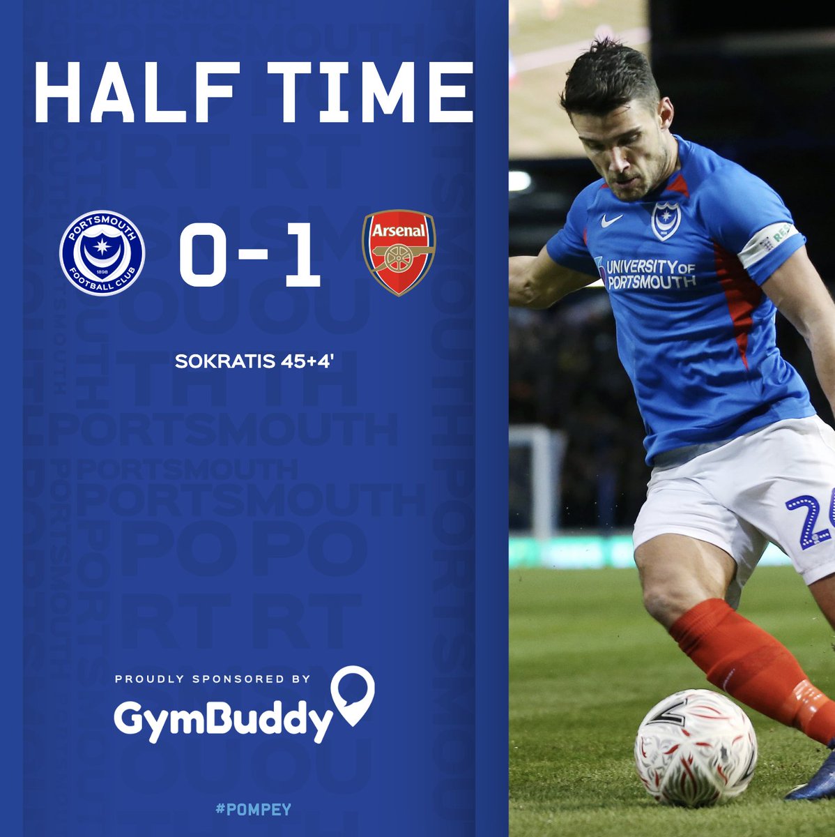 Pompey's tweet photo. We've more than held our own so far, but go in behind at the break

Let's see what we can do in the second 45!

#Pompey https://t.co/LAev5AOZcb