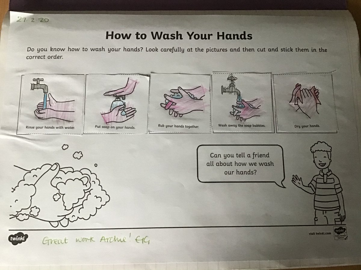 In Disney class we’ve begun to learn about keeping clean - this week we did some work on washing hands, when we wash them and how.