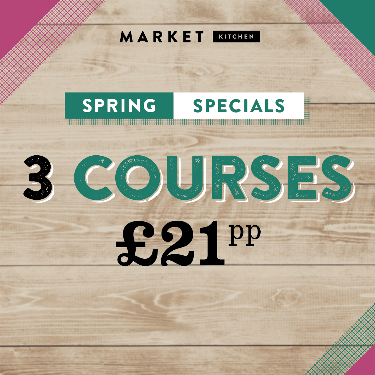Spring has sprung - hurrah! Our new 3 course menu is packed full of fresh spring flavours making the most of this cheery season's products. £21 for three courses, £18 for two.

#MarketKitchen #Spring #Healthy #Newdishes #Fresh