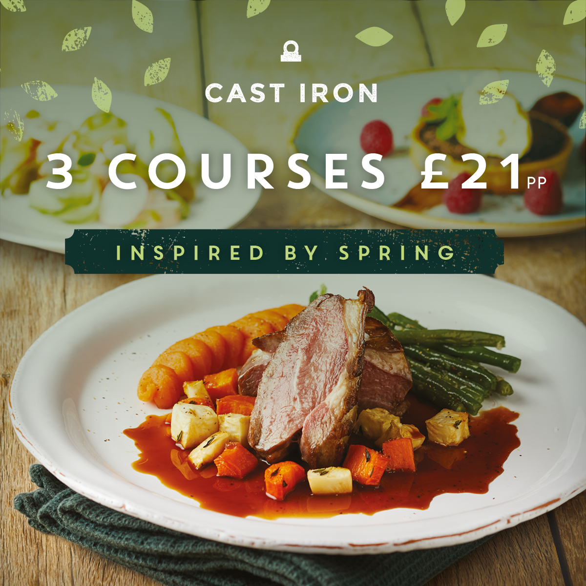 Spring is here and so is our new 3 course menu. For just £21 (£18 for 2 courses) you can choose mouth-watering dishes that deliver the very best of British produce and fresh seasonal vegetables.

#CastIronGrill #NewMenu #SpringSpecials #Spring #BritishClassics #3-Courses #Food