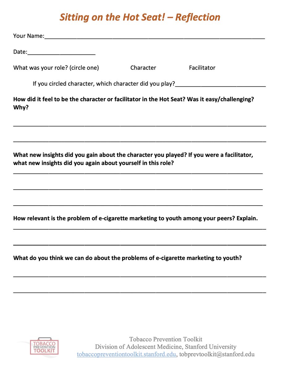 StanfordTPT's tweet photo. #NewCurriculumAlert📣We have added a new activity called "Hot Seat: Hearing the Truth About Ads" in our Unit 6, E-Cigs/Vapes & Pod-Based Module! Students will gain a deeper understanding of how e-cigarette companies market their products to youth.
https://t.co/mnVZ81BX1M https://t.co/W1pAr2uA7j