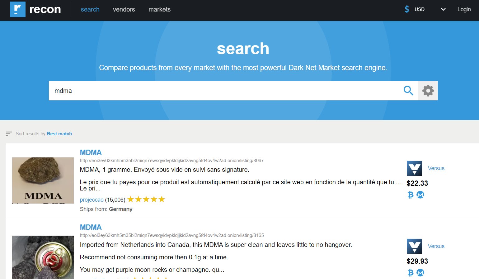 Darknet market search engine