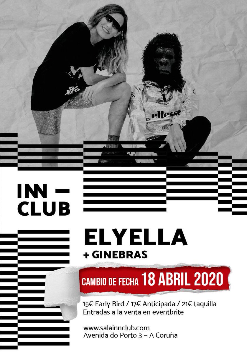 elyellamusic's tweet image. ¡ATENCIÓN CAMBIO DE FECHA!
Por motivos personales nos vemos obligados a APLAZAR nuestra actuación junto a @GinebrasBanda en la Sala #innclub A Coruña al SÁBADO 18 de ABRIL.

Las entradas que habéis adquirido para el 14 de marzo sirven para el sábado 18 de abril.