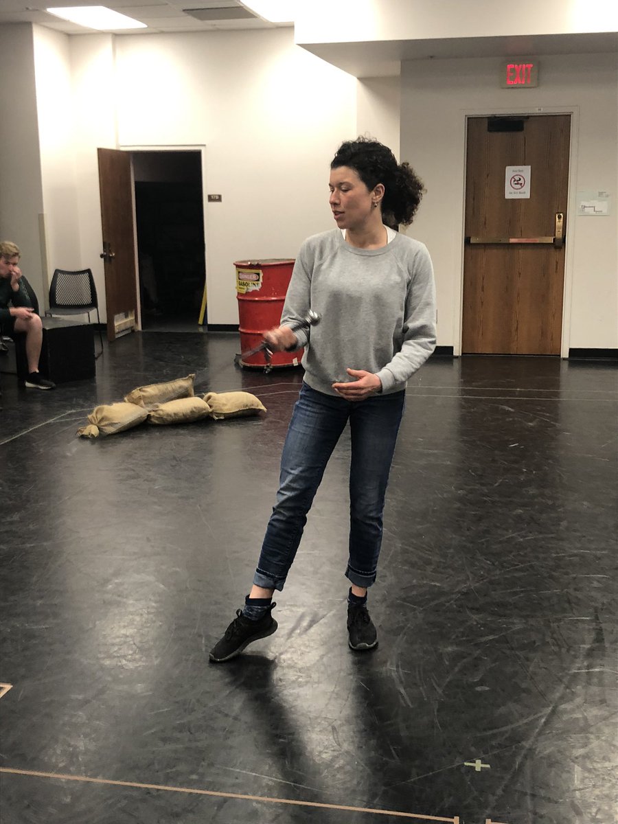 KStateTheatre's tweet photo. “Hold fast the mortal sword!” More swordplay is at hand with our fight choreographer Jacquie Loewen and our Macbeth played by Cole Rockhold!

#macbethksu #seetheatre #experiencemtd https://t.co/V7mOFCPq1o
