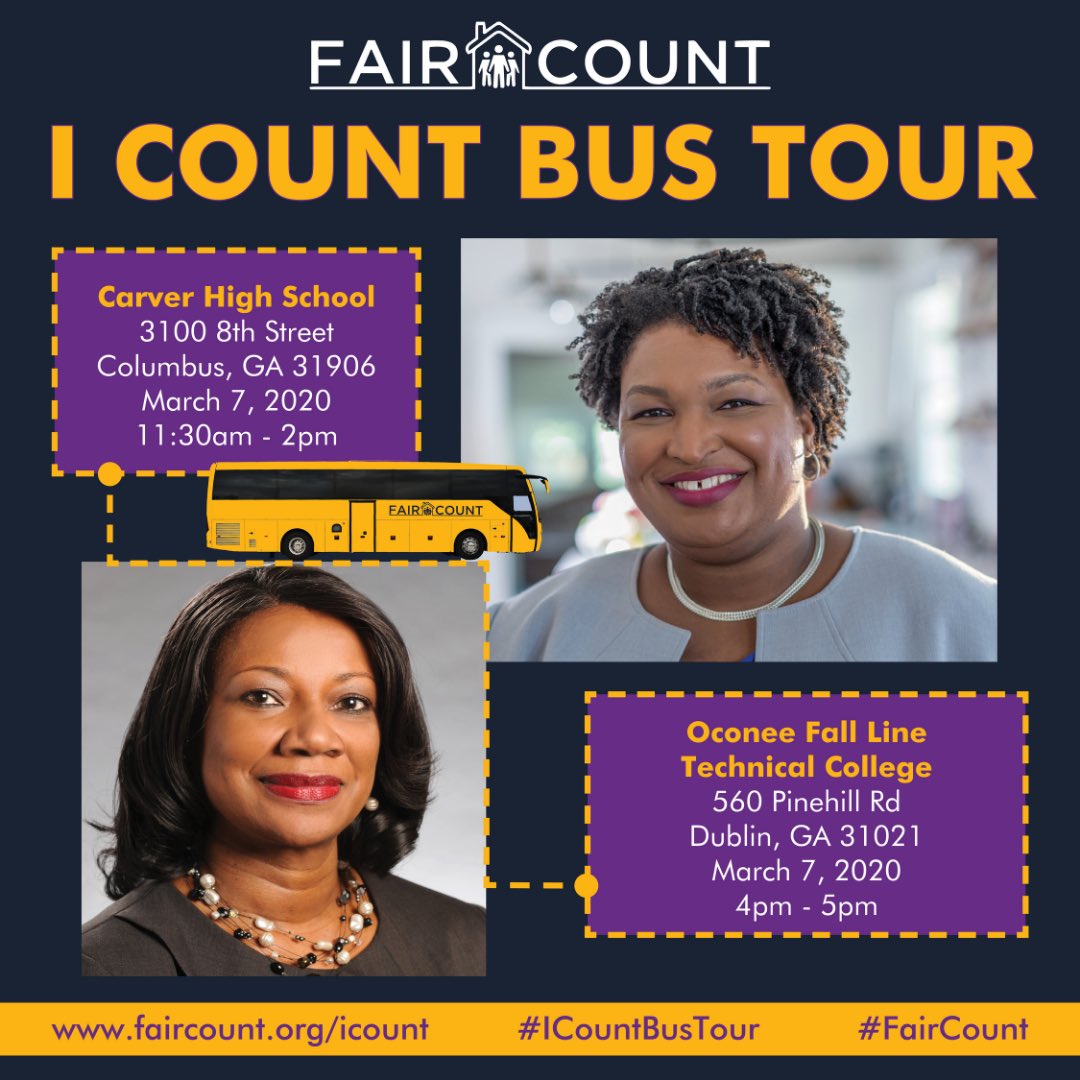 faircount's tweet photo. The #ICountBusTour kicks off in just 5️⃣ days!⁣
⁣
We can’t wait to travel across the state &amp; celebrate the people of Georgia — all in the name of getting counted in the #2020Census.⁣
⁣
Get all of the details on when we will be in your county 👉🏽 https://t.co/0mIC180jJf 💜 https://t.co/lXjUrngfOW