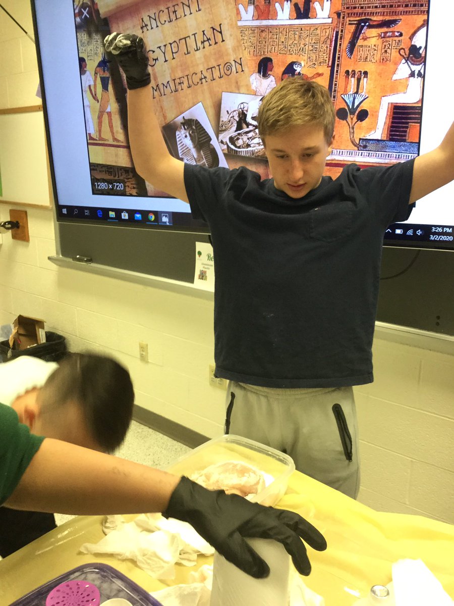 Egypt was part of the Roman Empire.  Part of Latin 2 curriculum.
Best way to absorb the culture??
Today is Day 1 of MUMMIFYING CHICKENS! 
<a href="/PFannouncements/">Potomac Falls HS</a>