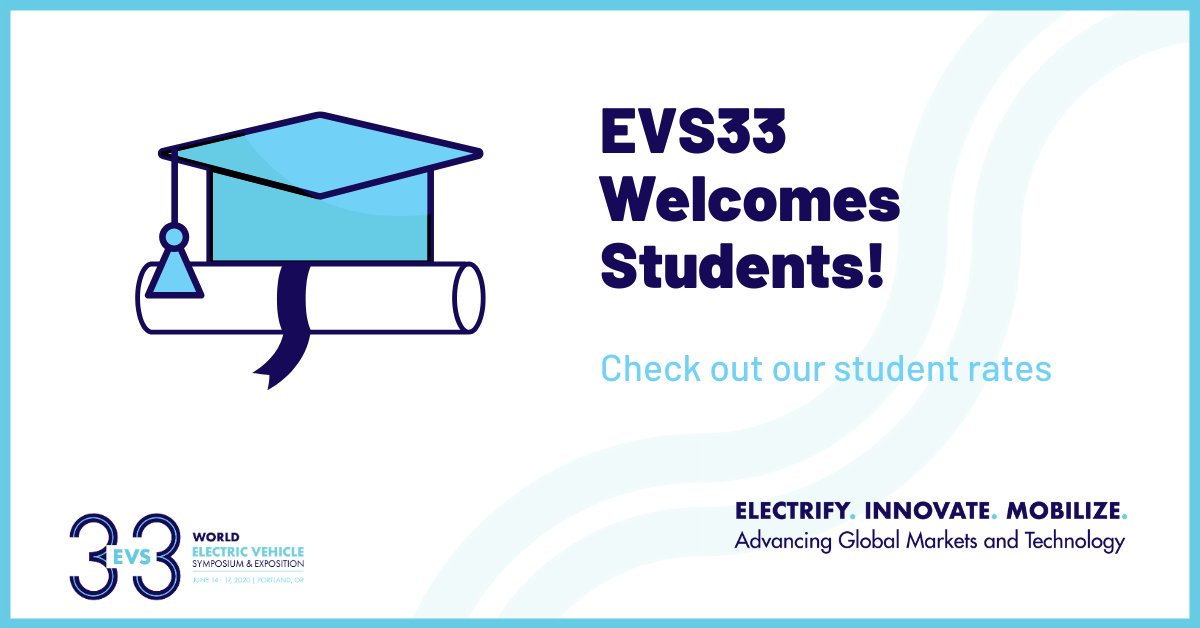 There is much to be gained for students joining #EVS33PORTLAND. 📚🎓From meeting leaders in your field, to building up career information and inspiration.

 Browse our student rates: evs33portland.org/registration/

#cleanenergy #greenenergy #ElectricVehicles #EVcharging #EnergyStorage