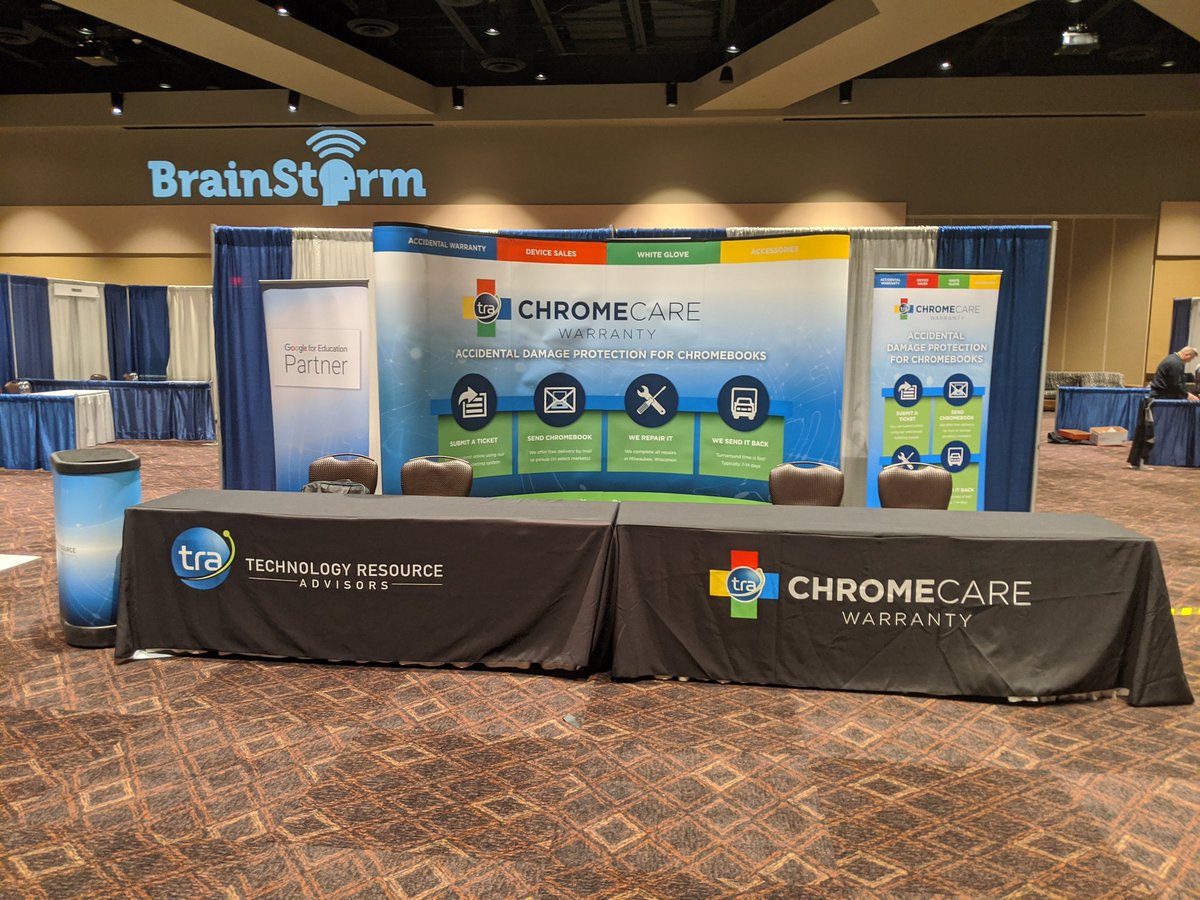 TRAChromeCare's tweet photo. We are ready for Brainstorm! Also maybe one adult beverage... Come check out our Chrome Care booth. #brainstorm2020 #BStormWI20 https://t.co/5FYTdKXQtY